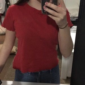 RED RUFFLE SHIRT